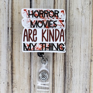 Horror Movie Lover Belt Clip Badge Reel Name Tag Holder- Nurse / Student
