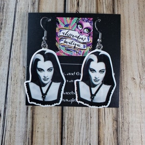 Lily Munster Acrylic Goth Earrings
