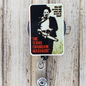 Chainsaw Horror Movie Belt Clip Badge Reel Name Tag Holder- Nurse / Student