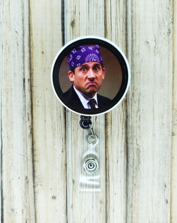 Funny Michael Scott Belt Clip Badge Reel Name Tag Holder Nurse / Student 