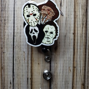 Horror Villians Belt Clip Badge Reel Name Tag Holder- Nurse / Student
