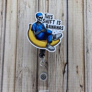 Funny Skeleton Nurse Belt Clip Badge Reel Name Tag Holder