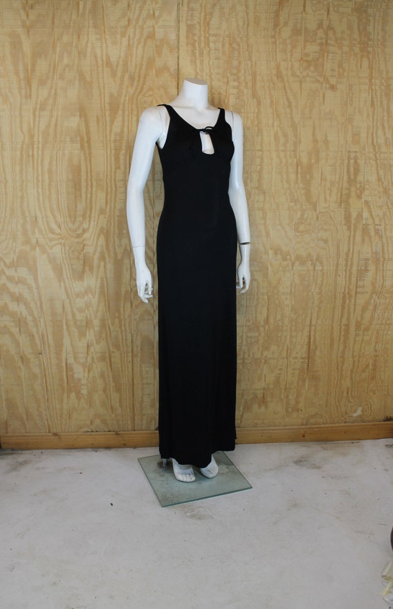 Vintage 1970's PANTHER Black Jersey Knit Key Hole