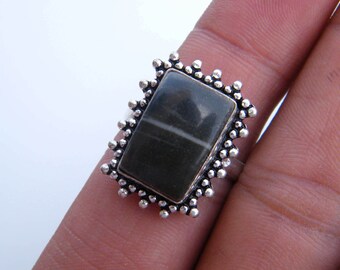 Handmade Style ! Silver Plated Red Jasper Gemstone Bezel Set Finger Statement Ring