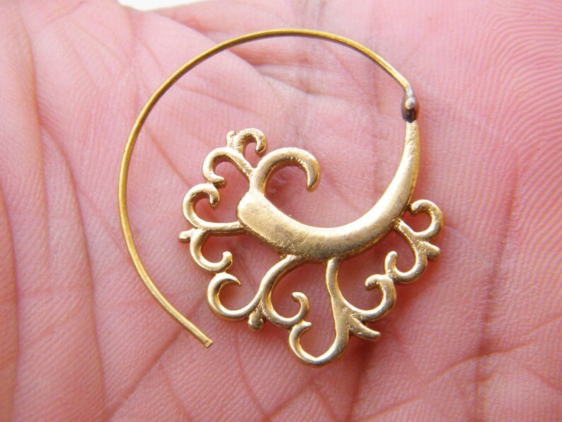Gypsy Earrings Ethnic Boho Chic Jewelry Beautiful Spiral Earrings Traditional Earring Indian Earrings Brass Earring Statement Earrings