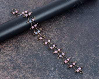 Pink Chalcedony Copper Wire Wrapped Bracelet Handmade Designer Boho Jewelry Milky Opal Gemstone Bracelet Birthday Gift for Her