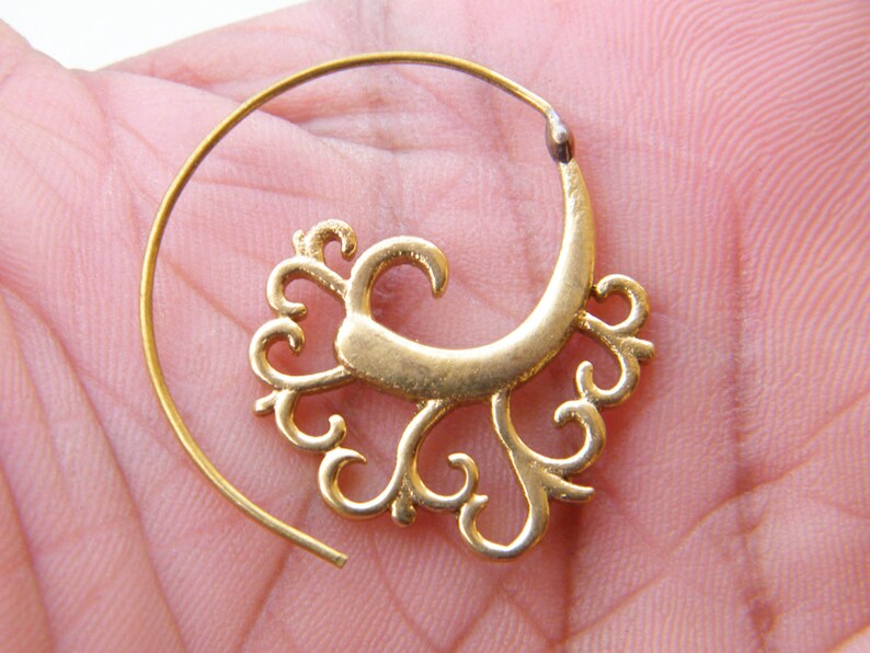 Gypsy Earrings Ethnic Boho Chic Jewelry Beautiful Spiral Earrings Traditional Earring Indian Earrings Brass Earring Statement Earrings