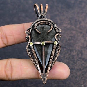 Golden Sheen Obsidian Copper Wire Wrapped Pendant, Handmade Attractive Jewelry Pendant, Gemstone Chain Pendant For Wedding Gift