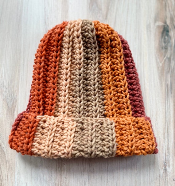 Handmade Orange Beanie, Chemo Friendly, Multi Color Beanie Cap