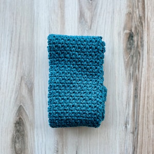 Handmade Ocean Blue Crochet Scarf: Acrylic Knit Winter Scarf