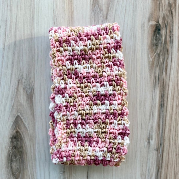 Handmade Pink Tan White Scarf, Pink Multi Shade Scarf, Pink Multi Color Scarf, Crochet Handmade Scarf, Self Care, Warm Scarf, Winter Scarves