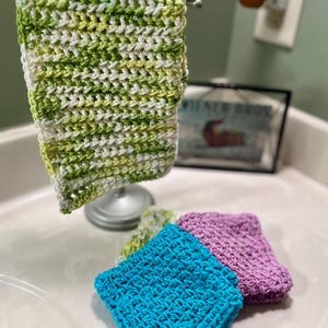 Paños de cocina de algodón hechos a mano, hechos a crochet, limpieza sostenible, regalos de inauguración de la casa, gruesos y duraderos. imagen 8