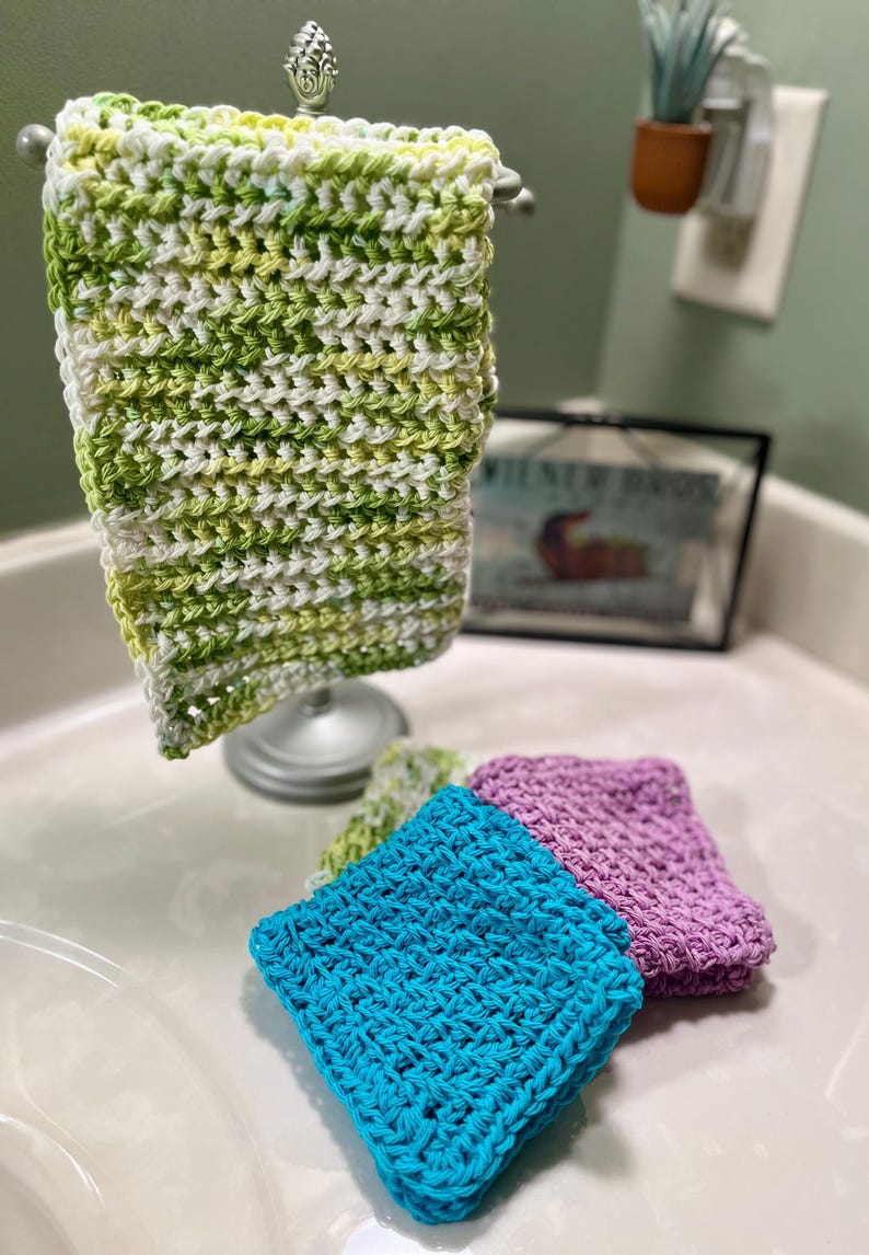 Paños de cocina de algodón hechos a mano, hechos a crochet, limpieza sostenible, regalos de inauguración de la casa, gruesos y duraderos. imagen 8