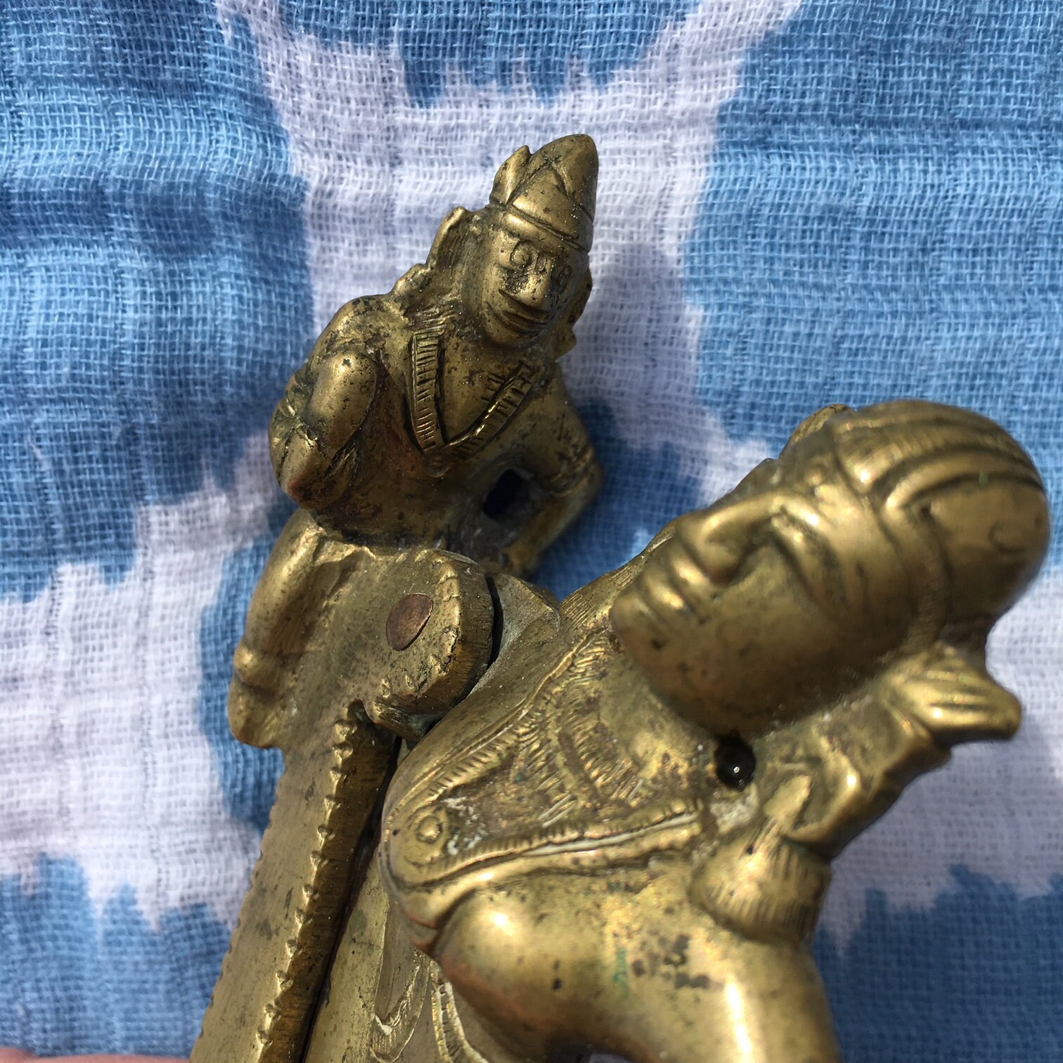 Antique Solid Brass Goddess Parvati & Ganesha Betel Nut Slicer INDIA 