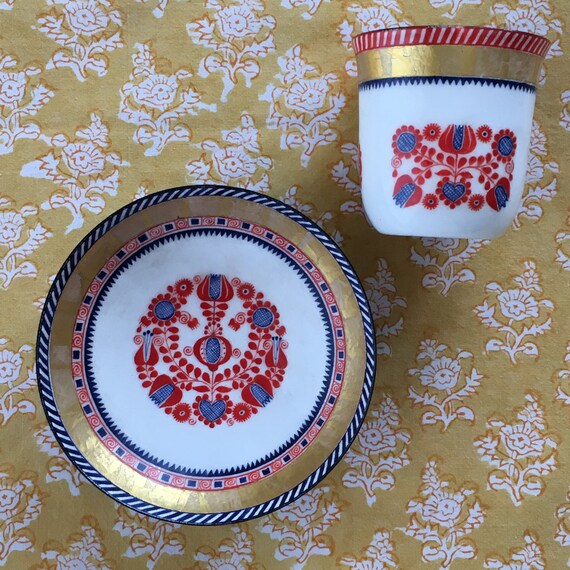 Mid-Century Austrian Enamelware Cup with Saucer/T… - image 7