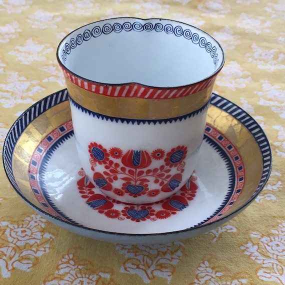 Mid-Century Austrian Enamelware Cup with Saucer/T… - image 1