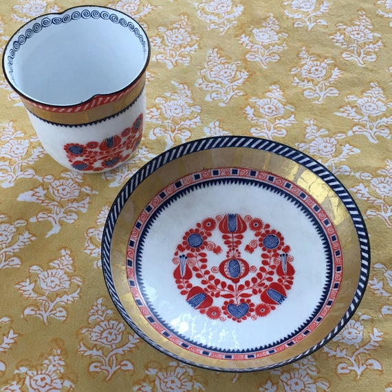 Mid-Century Austrian Enamelware Cup with Saucer/T… - image 2