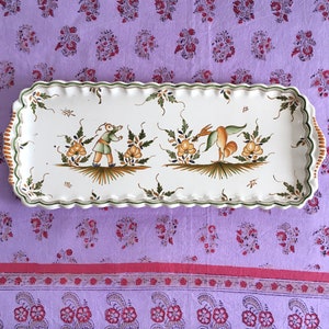 Moustiers Tin-Glazed Scalloped Tray Early 20th-Century Chinoiserie Made in FRANCE image 6