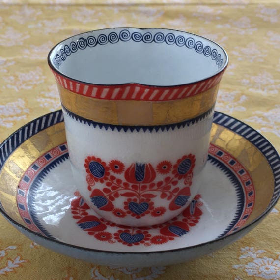 Mid-Century Austrian Enamelware Cup with Saucer/T… - image 8