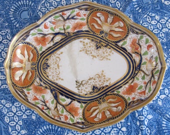 Early 19th-Century English "Coalport" Imari Porcelain Dessert Dish | Riveted Repair | circa 1810
