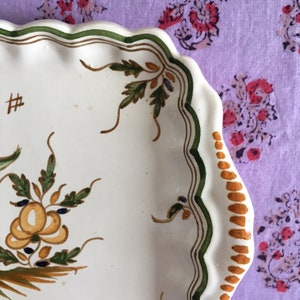 Moustiers Tin-Glazed Scalloped Tray Early 20th-Century Chinoiserie Made in FRANCE image 3