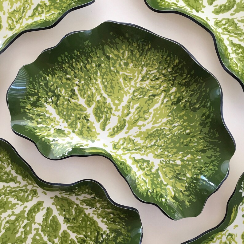 SET of 8 Vintage Melamine Lettuce Leaf Plates 1970 Etsy