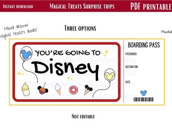 Printable Surprise DisneyLand Announcement vacation, Magical Treat, Surprise trip, mouse ear, Surprise vacation ticket, Surprise Gift ticket
