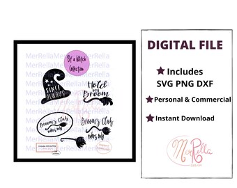 Witch SVG Bundle, Halloween Clipart, Broom, Cricut, Silhouette (Digital Download)