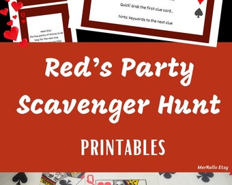 Descendants 4 Scavenger Hunt Clue Game printable Birthday Party Game rise red party Descendants Activity