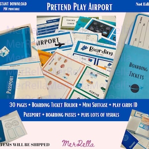 Dramatic Play Airport, Pretend Airport Passport printable, Dramatic Play Traveling, Pretend Travel Agent, Pretend Airport, Kids Activity kit