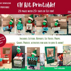 Elf Shelf Kit Printable, Printable Elf idea, Elf Letter, Elf certificate, Christmas Elf games, Elf Props, Elf Activities, Shelf Elf Kit