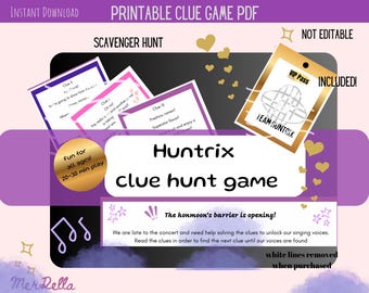 Demon Hunters Huntrix Clue Game Scavenger Hunt Printable Birthday Party Game Huntrix Activity, Kpop Hunters Seek and Find Game