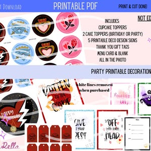 Descendants 4 Party ride of red printable Cupcake topper decorations wall art Cake topper rise red