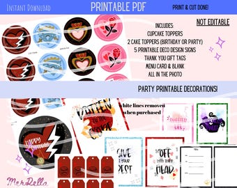 Imprimibles para fiestas de los Descendientes: Adornos para cupcakes y pasteles (PDF)