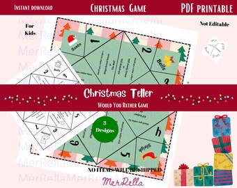 Christmas Would You Rather Cootie Catcher Game, Kids Party (PDF Printable)