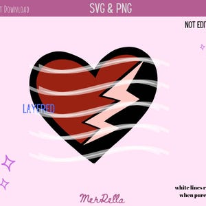 Rise of red svg Descendants 4 SVG PNG inspired pink bolt heart hand drawn clipart, Cricut, Silhouette, stickers,  printable