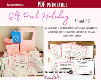Pink Elf Mini Kit Printable, Holiday Props (PDF Download)