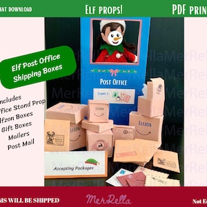 Printable Elf Post Office | Printable Elf Boxes Prop | DIY Elf Activity | Elf shelf Shipping Box | Elf Mail | Print Instant Download PDF