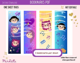 Valentine Huntrix Bookmark Printable, Back to school printable, emoji bookmark, library gift, reading gift, Demon Hunters birthday