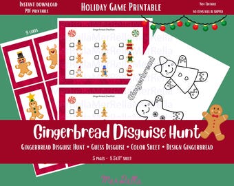 Gingerbread Disguise Scavenger Hunt, Kids Christmas Game (PDF)