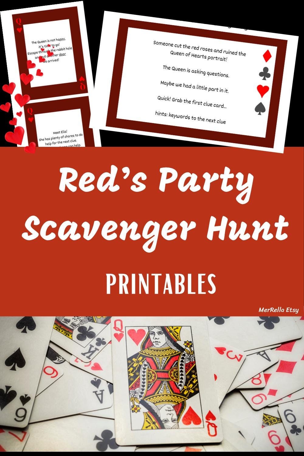 Descendants 4 Scavenger Hunt Clue Game druckbare Geburtstagsparty-Spielaufstieg rote Party Nachkommen Aktivität