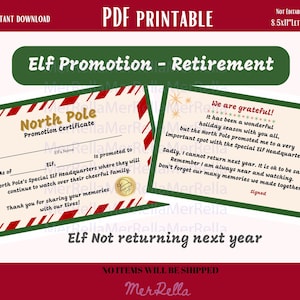 Elf Letter Goodbye, Printable Elf Goodbye Retirement letter, Not Returning Elf Letter, Christmas Printable, Elf Shelf Bye Letter