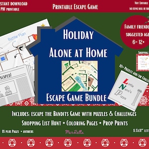 Christmas Alone Home Printable Escape Game, Kids Christmas Clue Game, Printable Christmas Activities, Home Alone Game, Kids Holiday Game PDF