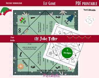 Elf Joke Cootie Catcher, Kids Christmas Game (Printable PDF)