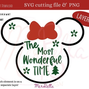 Kerst lelijke trui Minnie Ears Mickey Most Wonderful Time muis svg png, Mouse Ear png, Holiday mouse svg, muis oor, handgetekende clipart