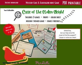 Christmas Detective Mystery Game | Christmas Scavenger Hunt PDF | Family Holiday Activity and Game | Printable Holiday Family Mystery Game