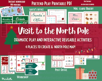 North Pole Christmas Dramatic Play | Printable Activity PDF | Mrs Clause Pretend Play | Holiday Dramatic Play PDF | Kids Christmas Activity