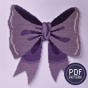Giant Ribbon Bow Cross Stitch Pattern PDF Instant Download girly hair accessory DIY decoration coquette