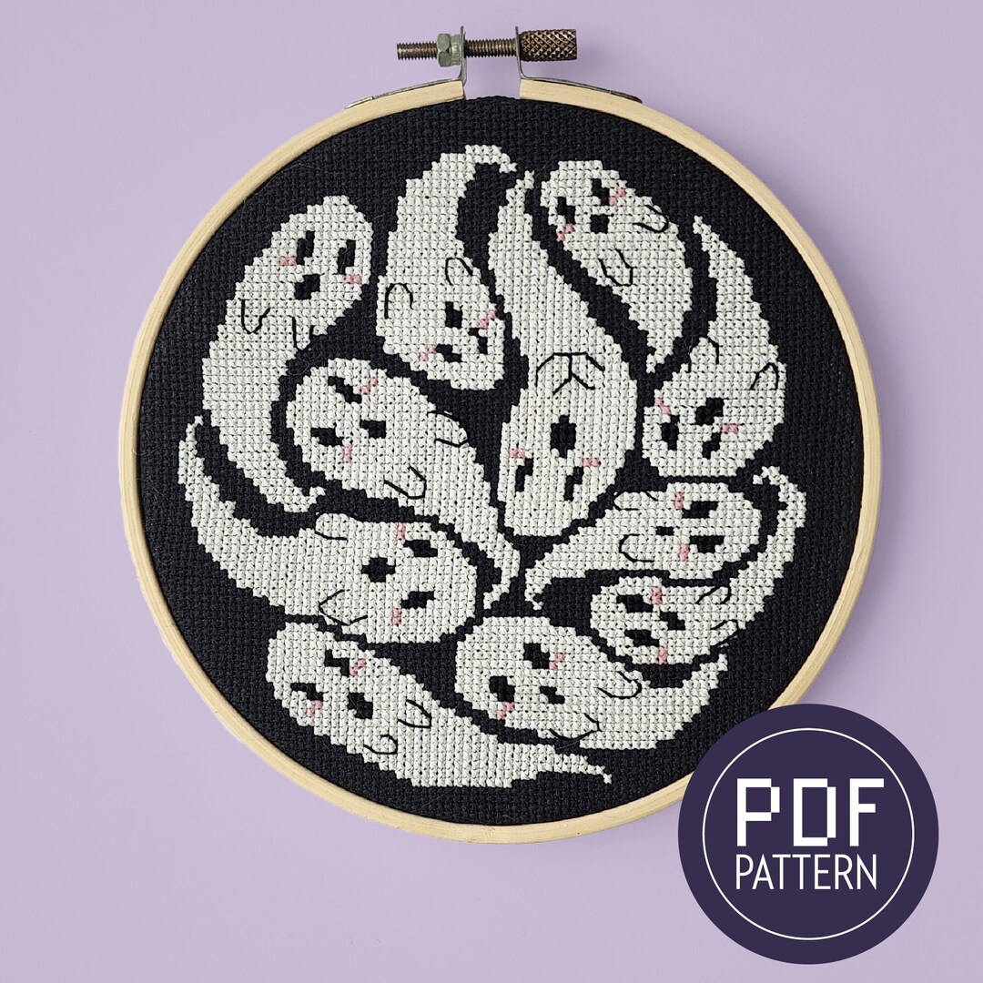 Ghost Stitching Pattern Spooky Cute Ghosts Cross Stitch Pattern PDF Instant Download Kawaii ...