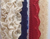 CLEARANCE - 8 Total YARDS Two of Each Coordinating Color Lace Cotton Trim Headband Supply Flower Making Supply Cosplay Costume Supply